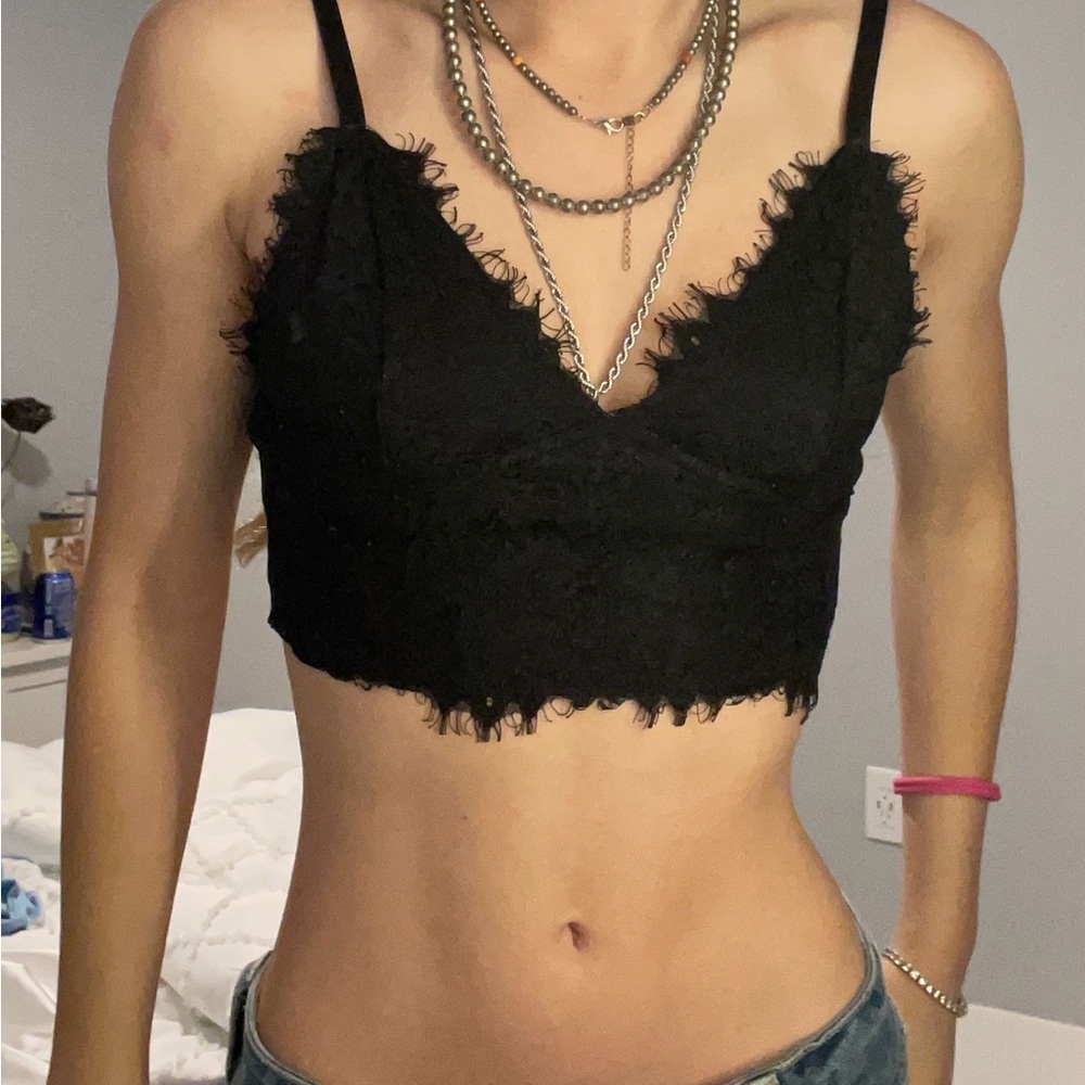 SHEIN Elegant Black Lace Top